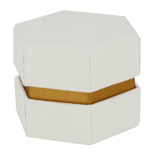 SCATOLA ESAGONALE 8.5XH6.5 VELLUTO BIANCO MARTELLATO